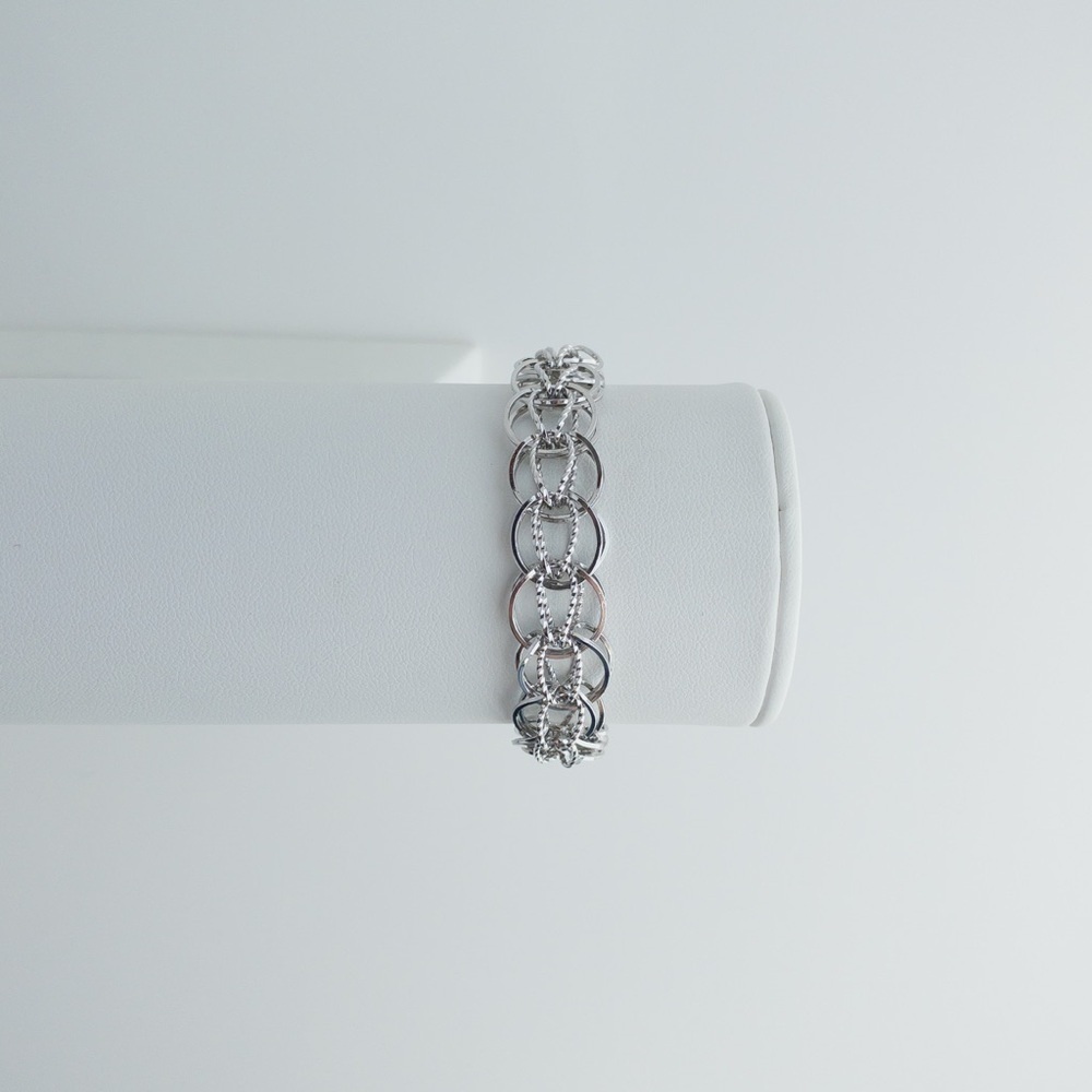 Forstner Vintage Sterling Silver Charm Bracelet Mesh Twisted Weave Chain 7.5in - Picture 2 of 16